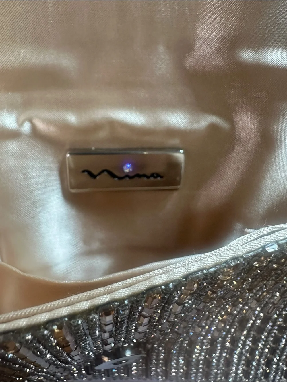 Nina Rhinestone Evening Bag Clutch Womens Gold Bronze Chain Strap Formal Purse
